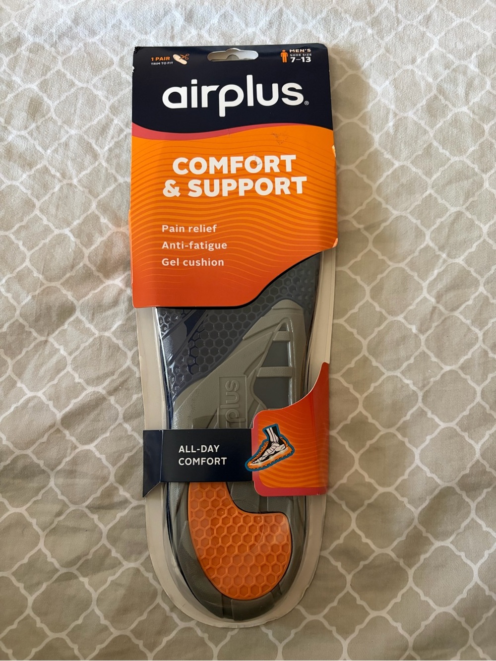 Men's Gray Comfort & Support Gel Insoles